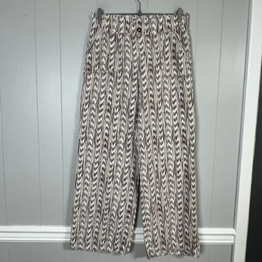 REWASH Linen Blend Wide Leg Pants Women’s Medium Pull On Elastic Waist  Pockets
